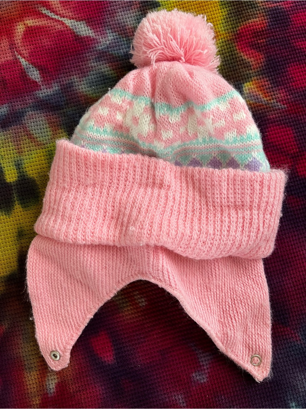 🩷 Vintage 90s Knit Pom Pom Beanie Winter Hat
